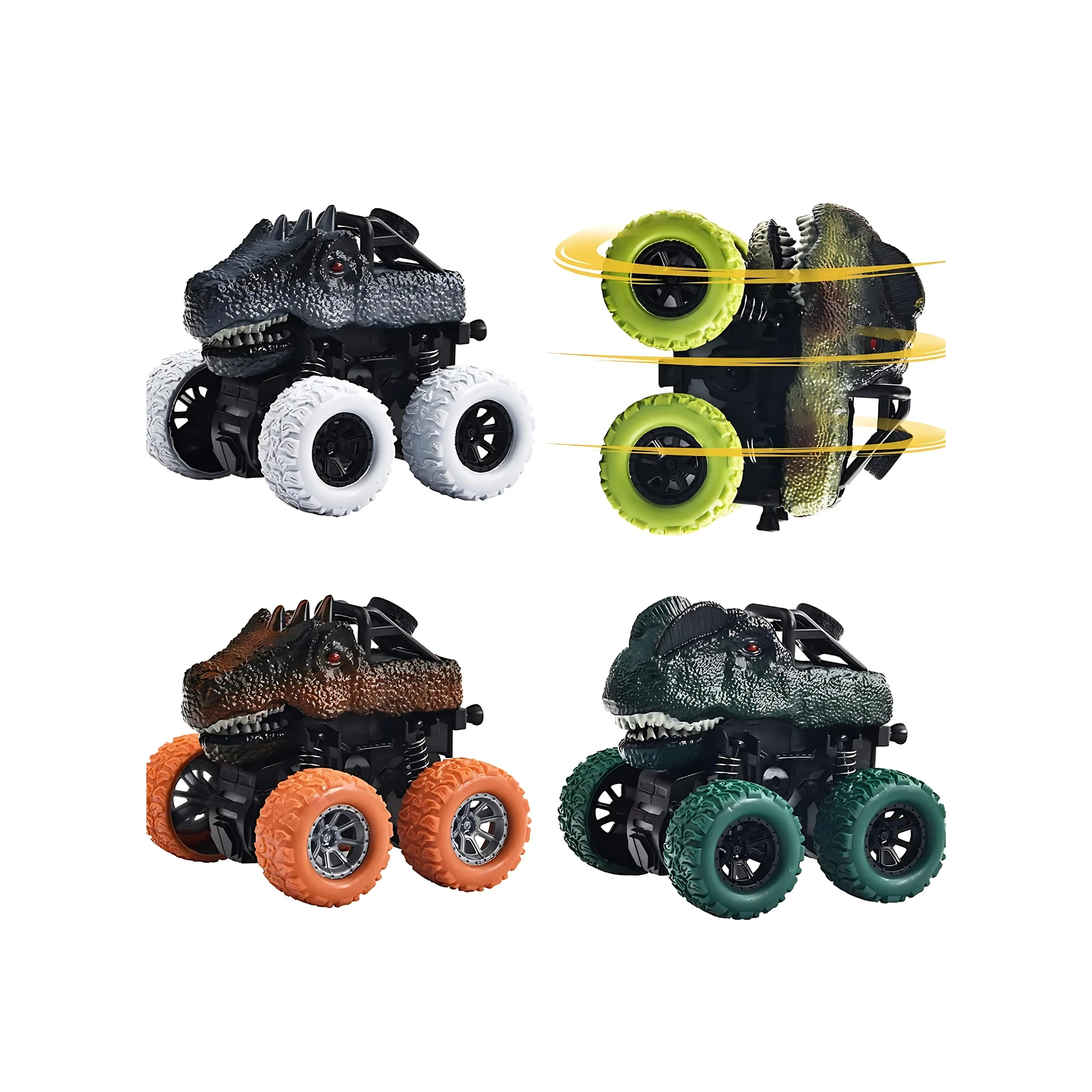 Dinosaur Monster Truck Toys for Boys, 4 Pack Friction Powered Dino Car Toys