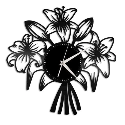 BOUQUET, FLOWERS CLOCK ACRYLIC WALL DECORATION