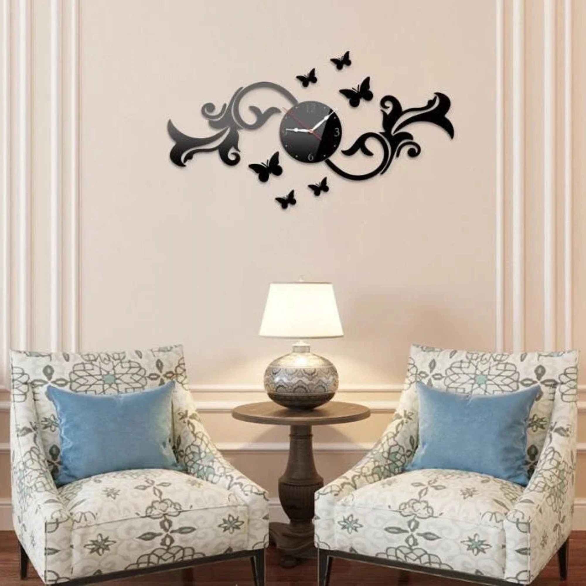 Fancy Butterfly Wall Clock - Acrylic Wall Decoration