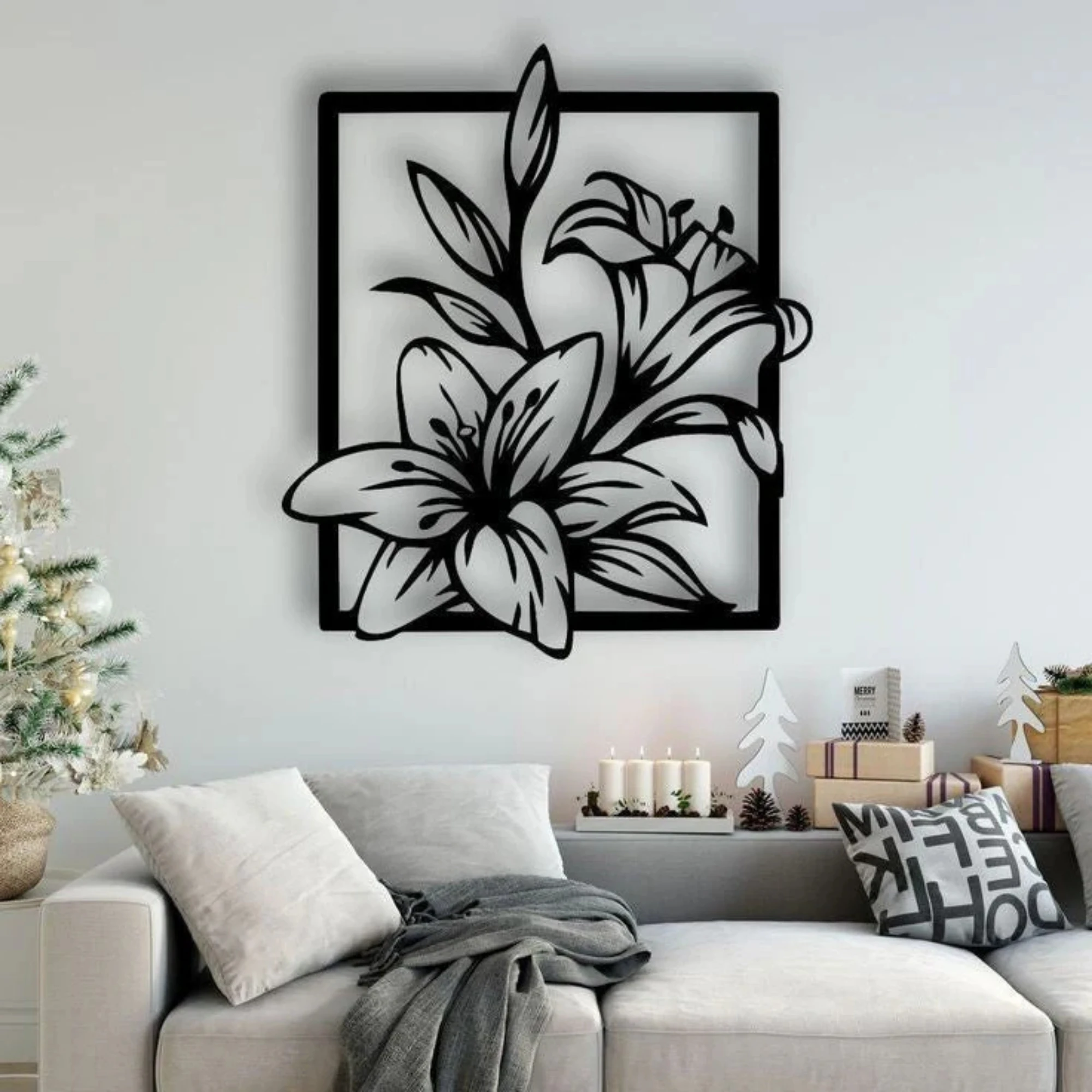 Flower Frame Rectangle Acrylic Wall Decoration Art