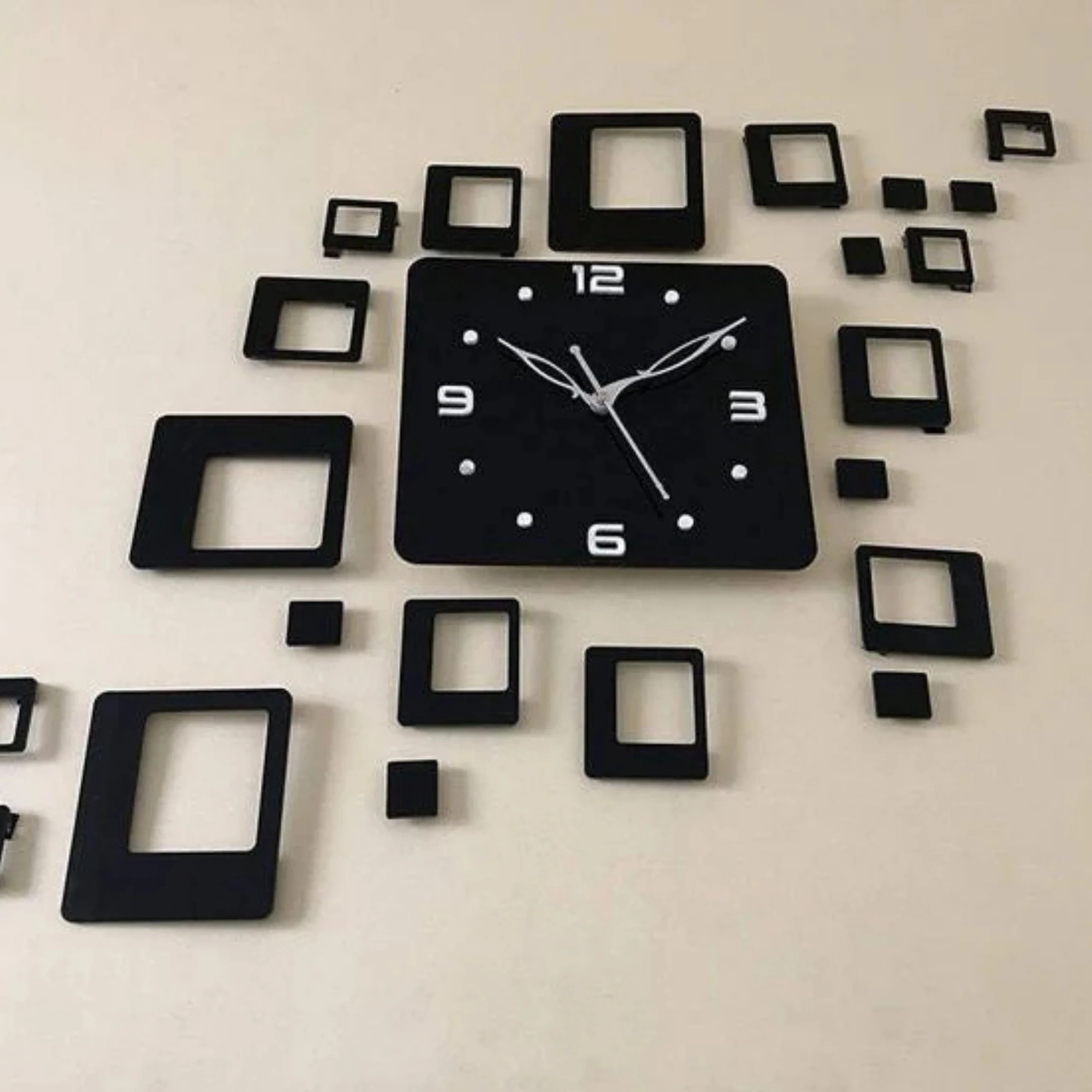 Squares Design Wall Clock Acrylic Wall Decoration