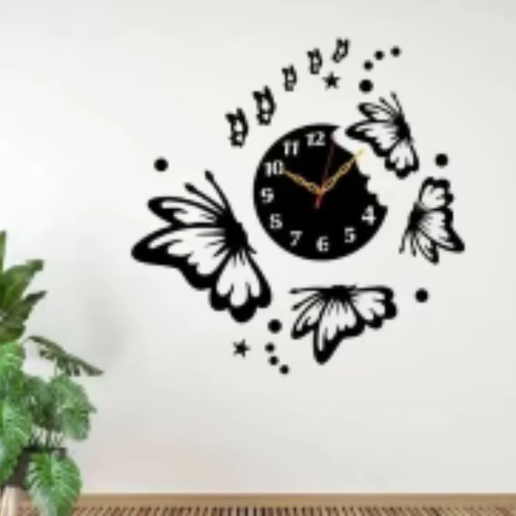 Butterflies and Stars Acrylic Wall Clock