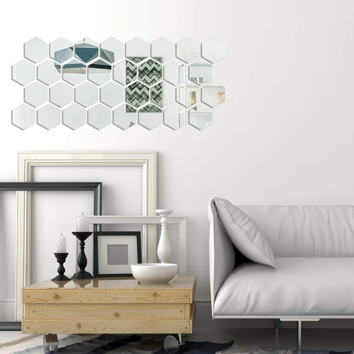 24 Pieces Removable Acrylic Mirror Setting Wall Sticker Decor for Living Room