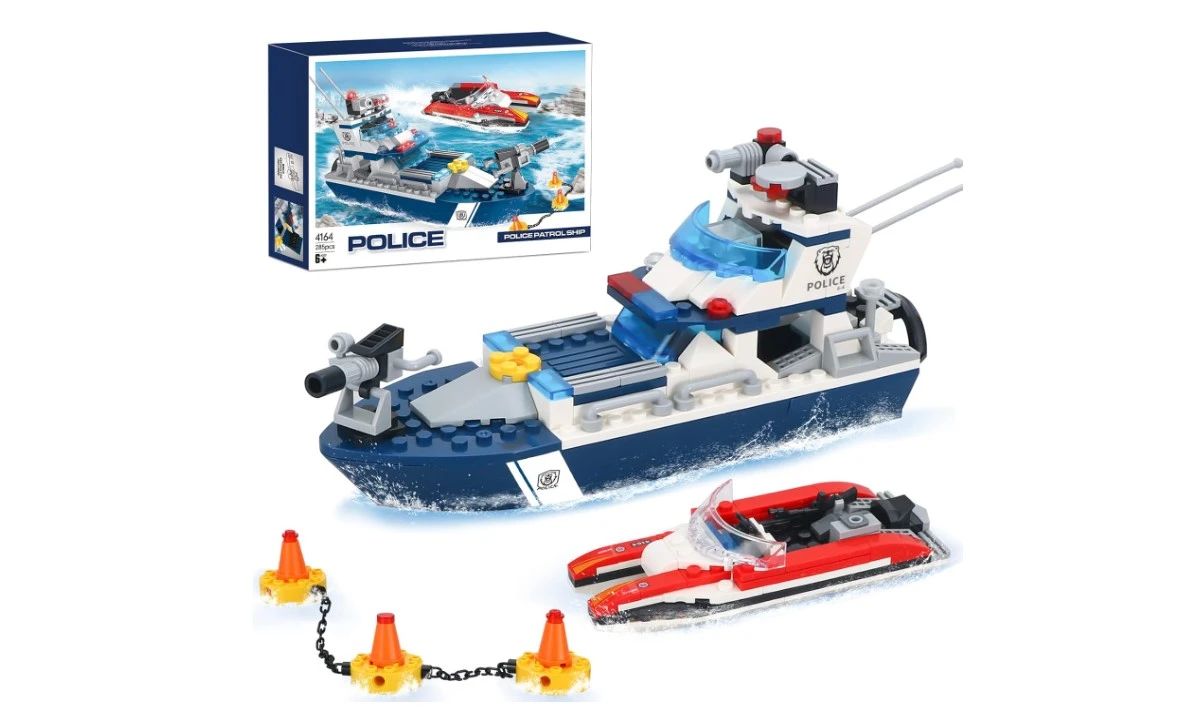 City Police Patrol Boat Building Kit – Coast Guard Ship Construction Toy