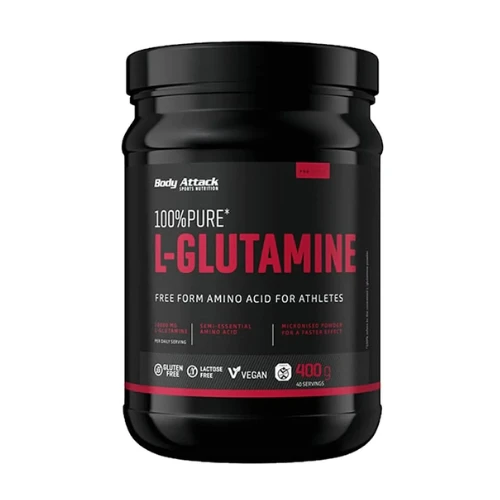 Body Attack 100% Pure L-Glutamine 400g - Vegan, Lactose-Free Amino Acid