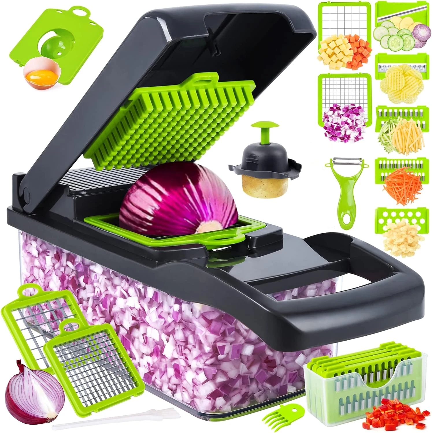 Vegetable Chopper, Pro Onion Chopper, 14 in 1Multifunctional Food Chopper, Kitch