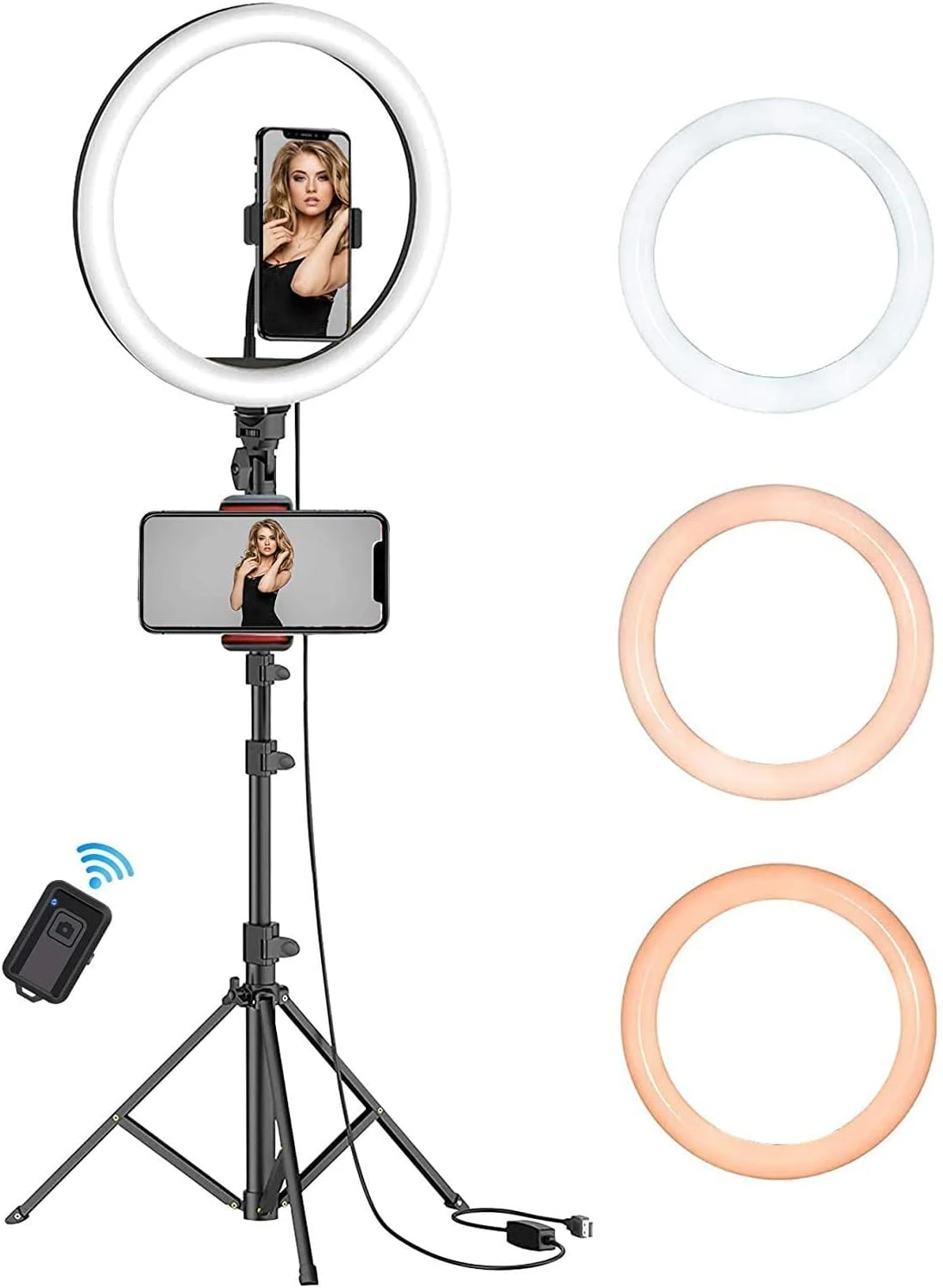 10 inch Ring Light with 50'' Extendable Tripod Stand, LED Circle Lights with Pho