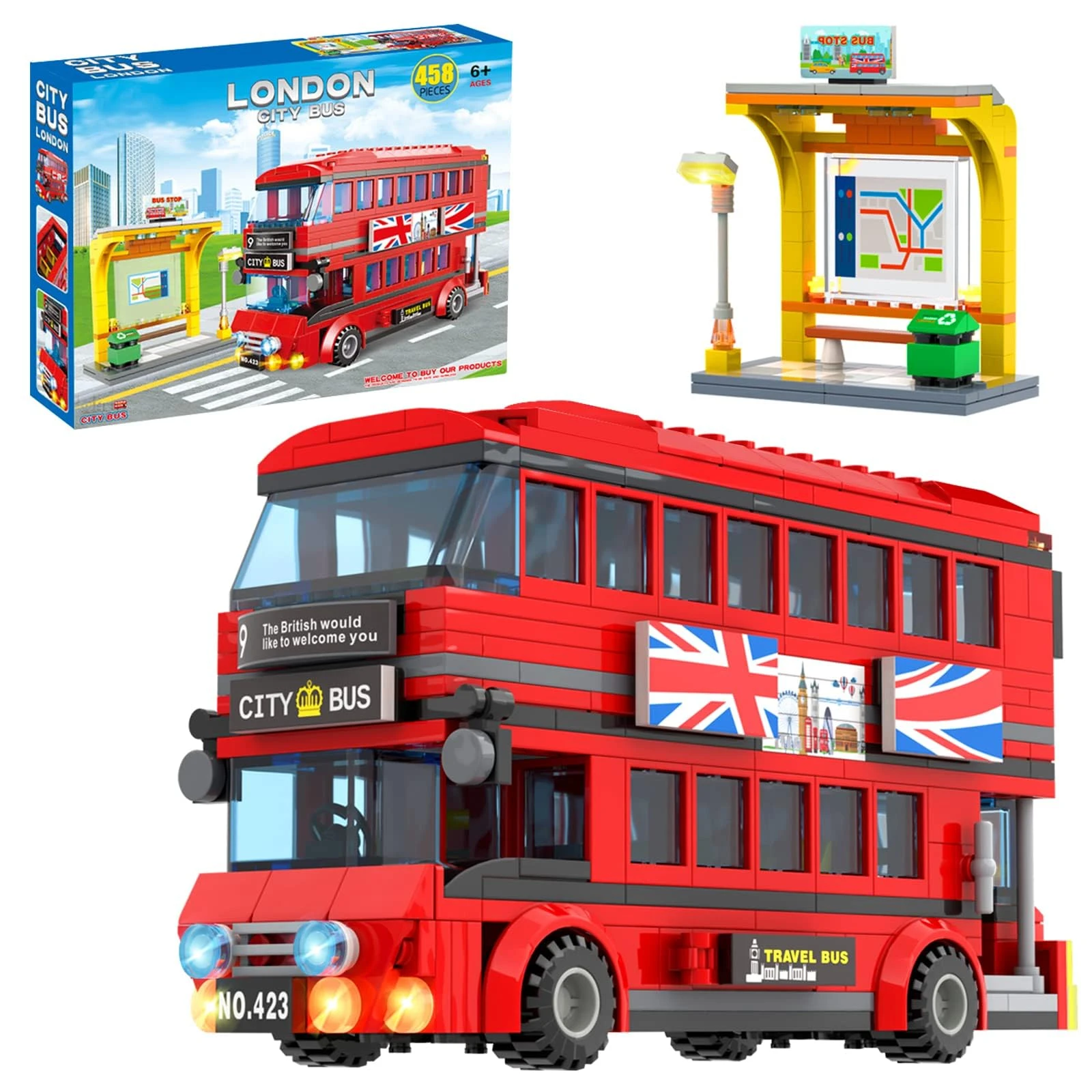 City London Bus Station Building Blocks Set Creative Construction Fun