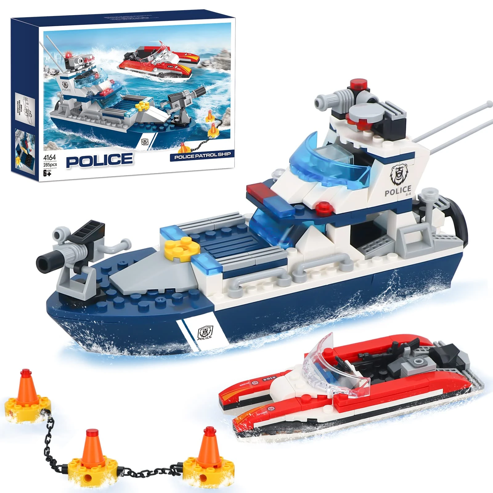 City Police Patrol Boat Building Kit Coast Guard Ship for Kids