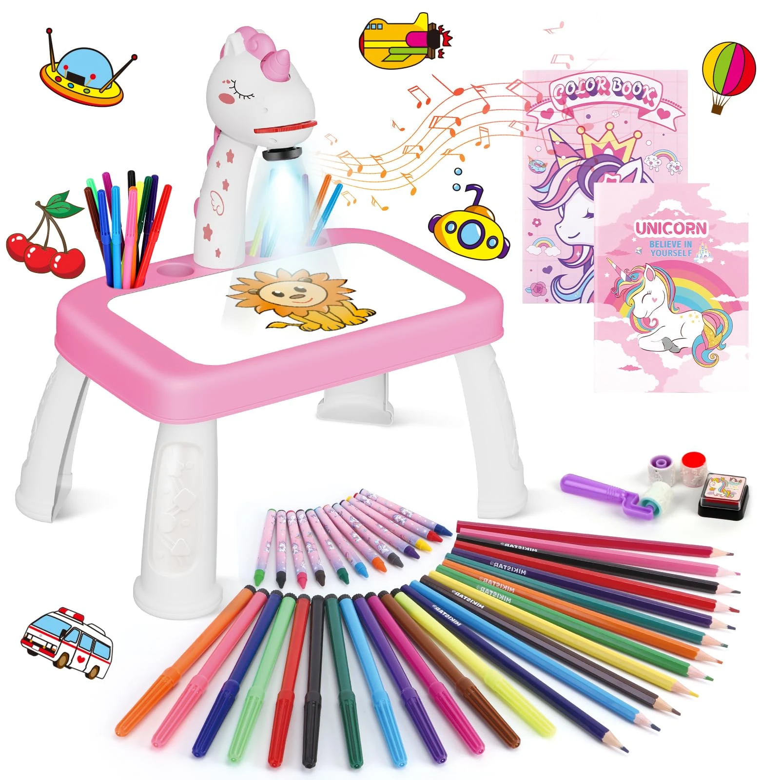 Unicorn Drawing Projector Table Set for Kids Girls Include Unicorn Art Supplies