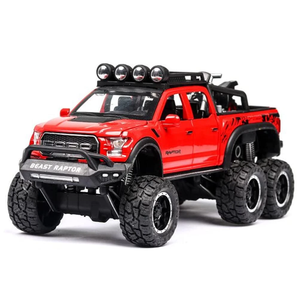 Toy Pickup Trucks for Boys F150 Raptor Die Cast Metal Model Car with Sound