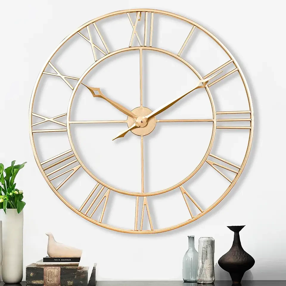 Large Wall Clock Acrylic Roman Numeral Clock, Modern Round Wall Clocks Almost Si