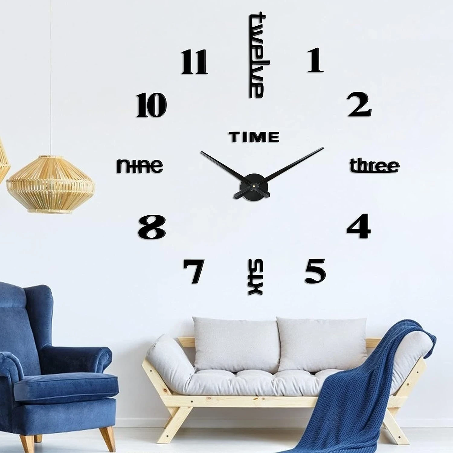 Wall Clock 3D, DIY Modern Wall Clock, Frameless, Wall Clock Large Wall Clock Rom