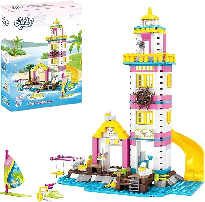 Tblicked Girls Friends Lighthouse Building Toys, Seaside Villa Building Sets 412