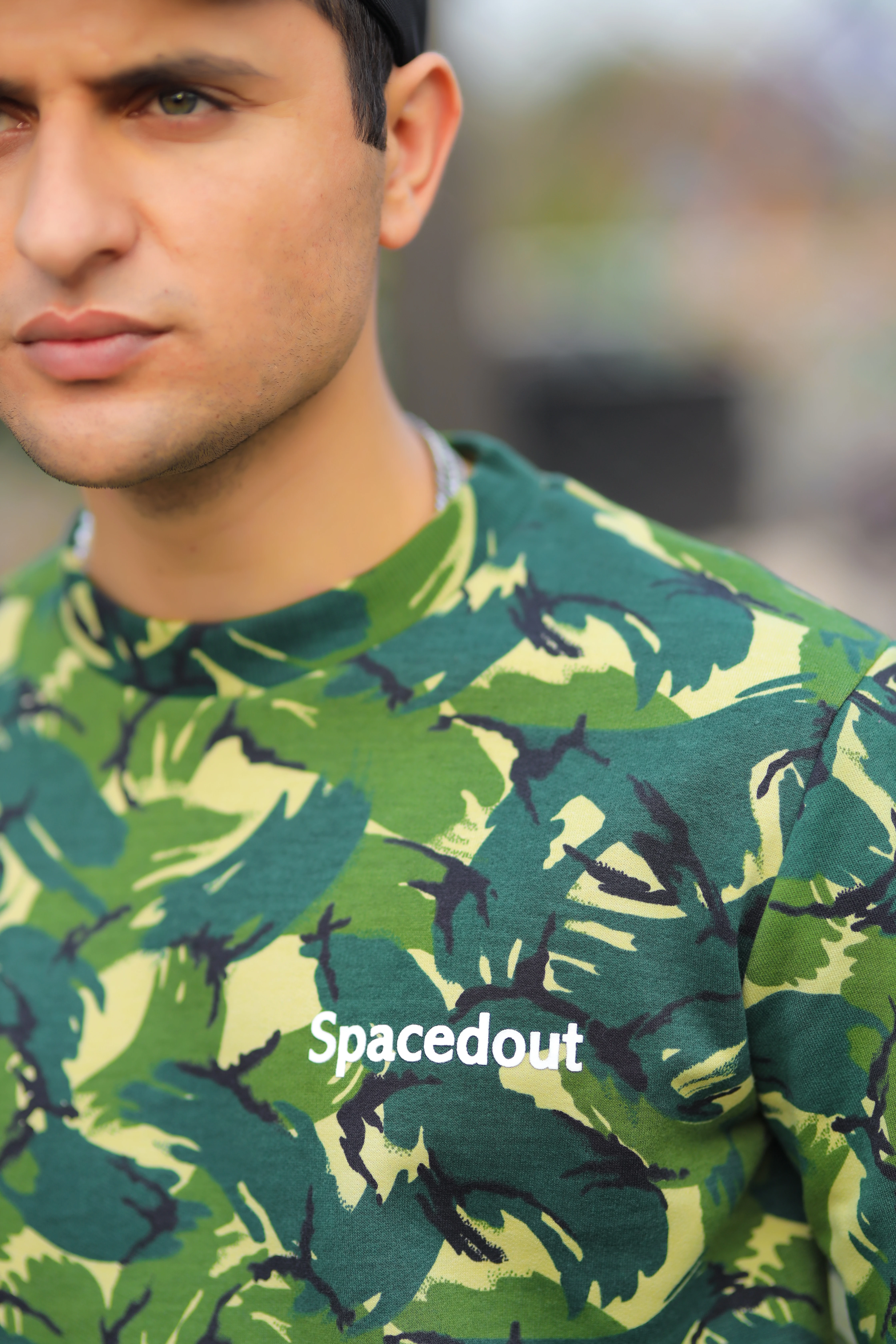 Mens Sweat shirt Camo Print with spacedout logo (Small)