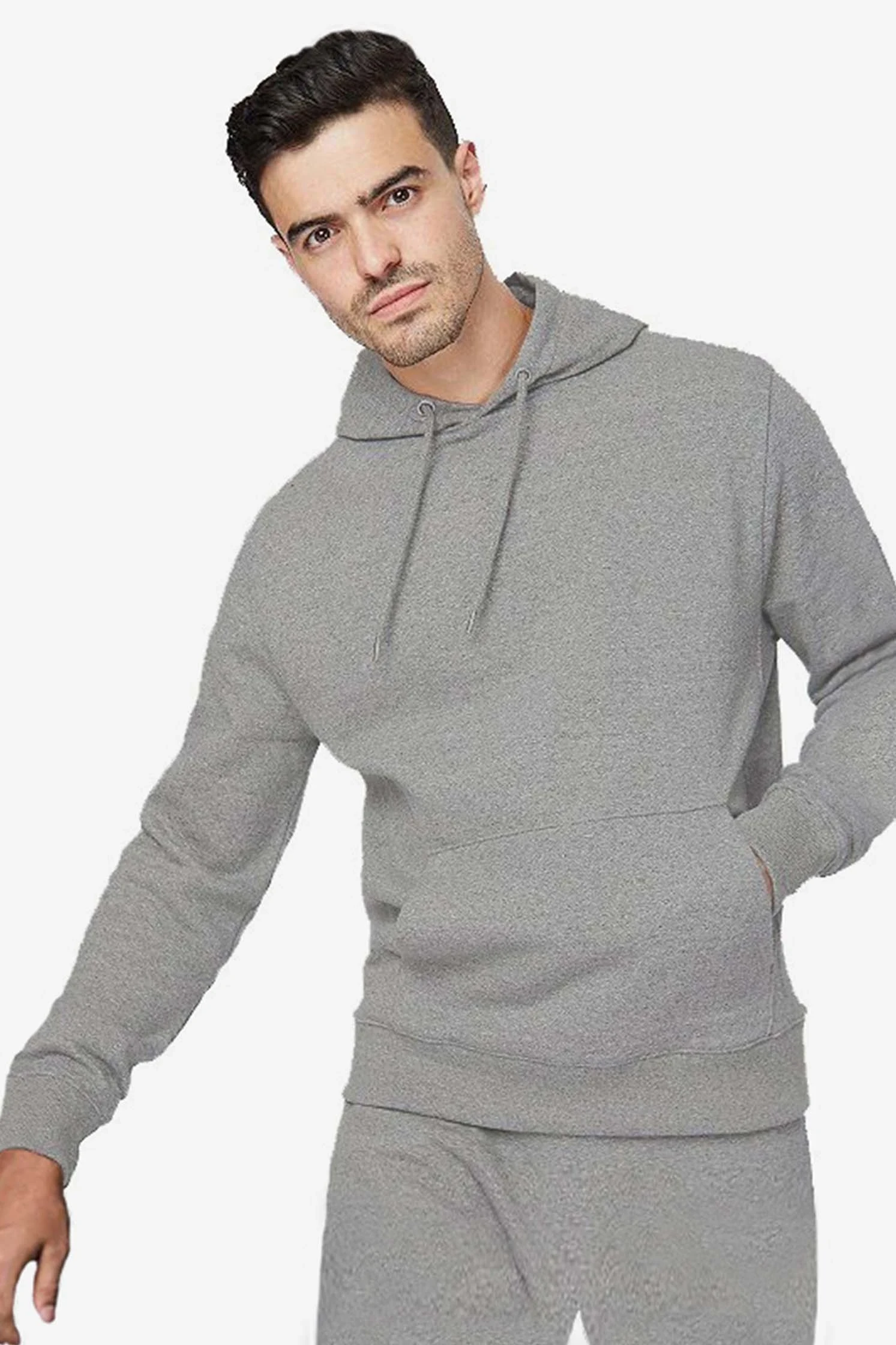 Mens Hood plain Gray