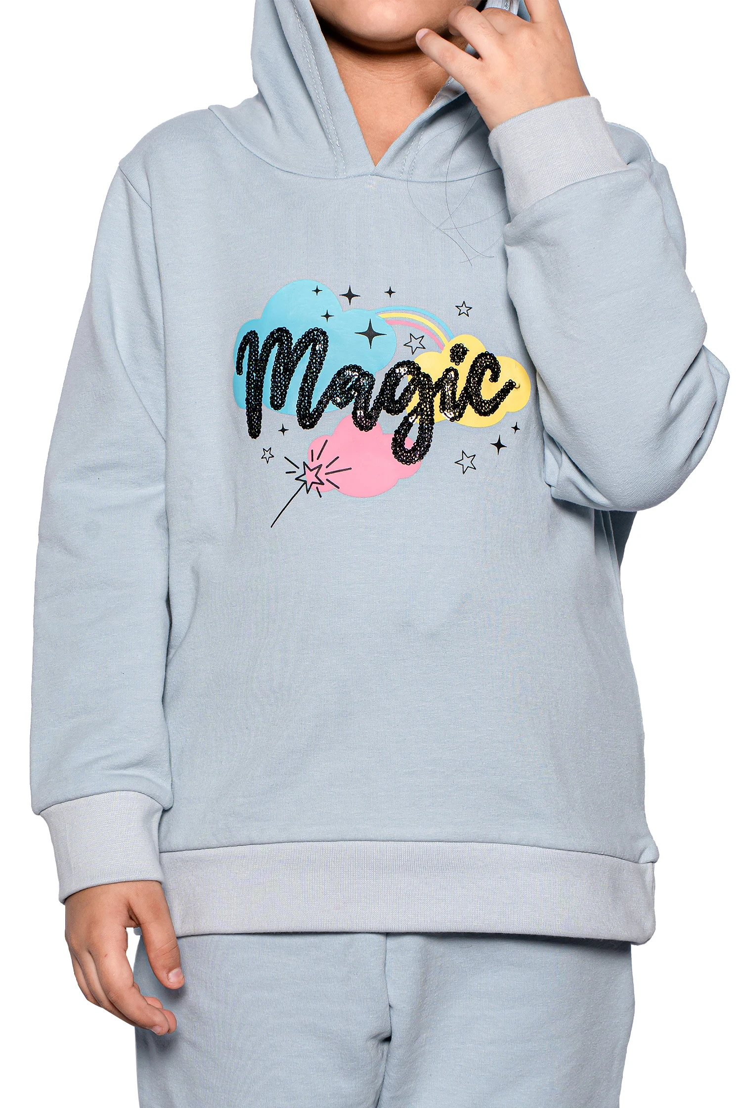 Kids Hood Set - Blue Magic Print