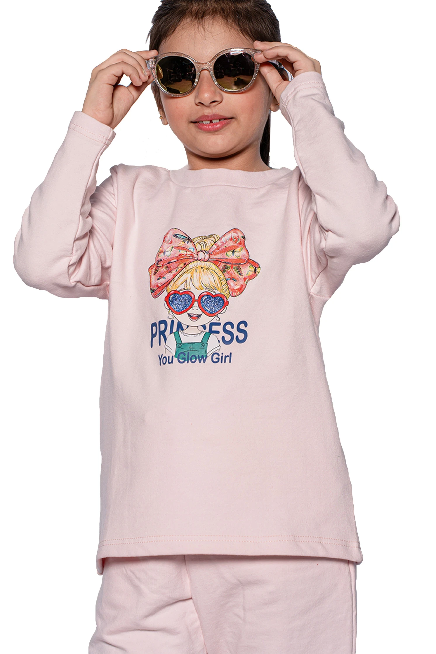 Kids Sweatshirt Set - Pink Flower Print