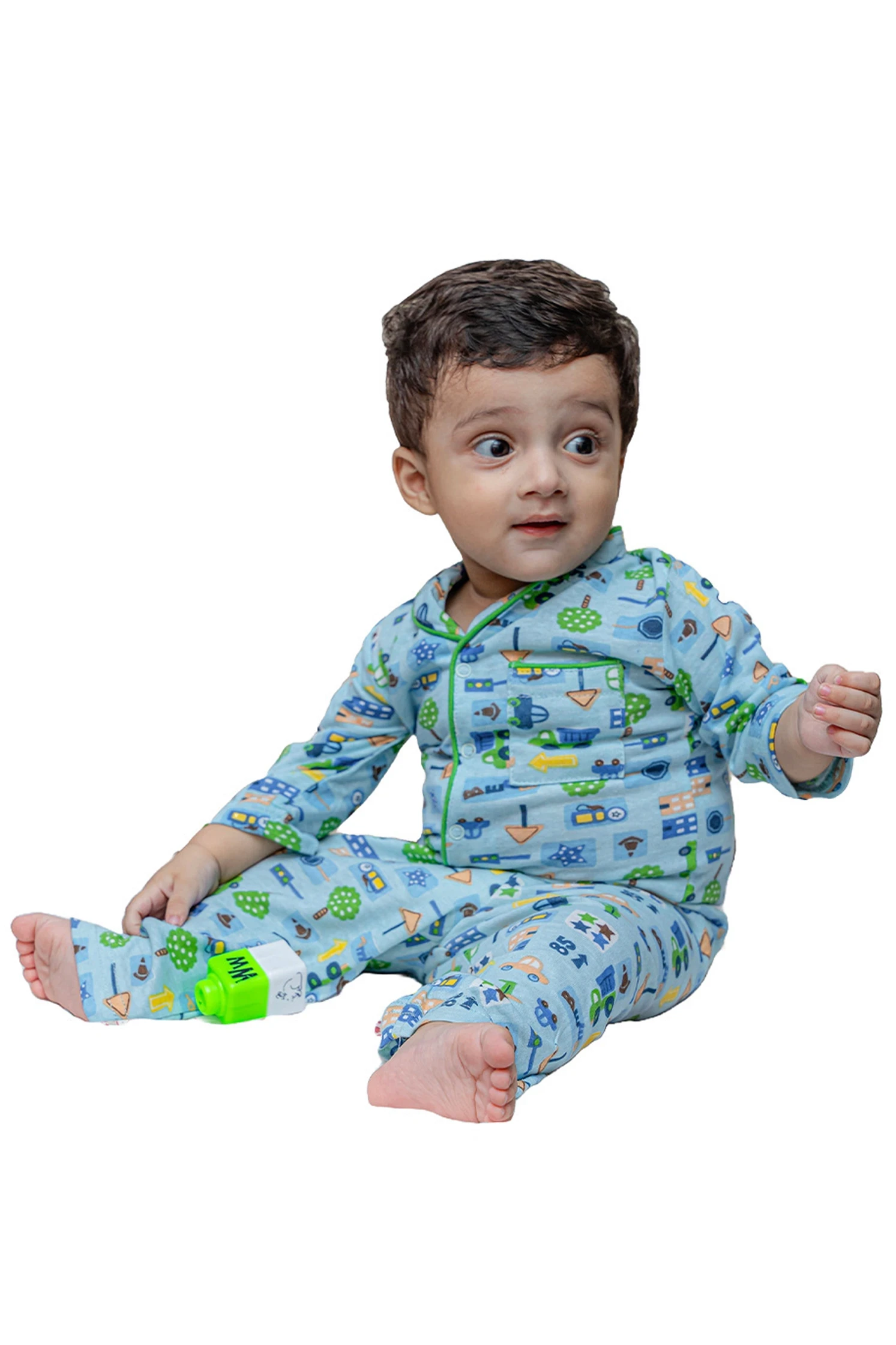 Blue Color Car Print Night suit new Born