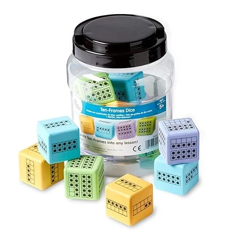 Ten Frame Dice Set of 12 Ideal for Teaching Counting and Math Skills