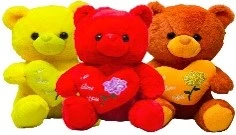 30CM BEAR W/HEART 3 CLRS