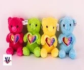 35CM BEAR W/HEART 4 CLRS