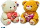 35CM BEAR W/HEART 2 CLRS