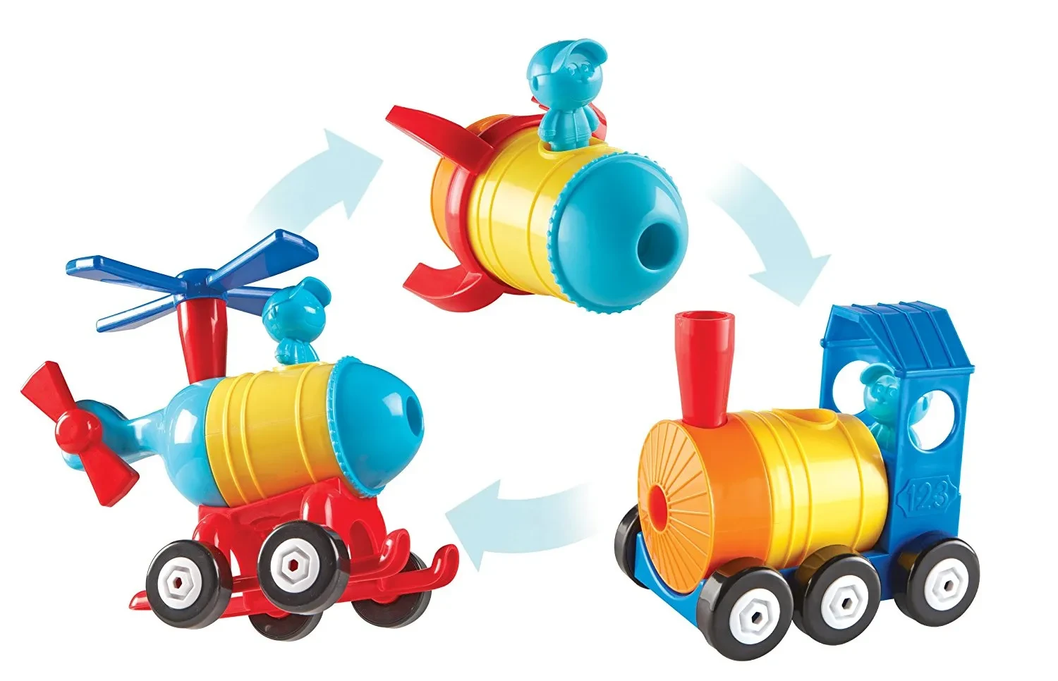 1-2-3 Build It! Rocket Train Helicopter Hands-On Early Learning Toy