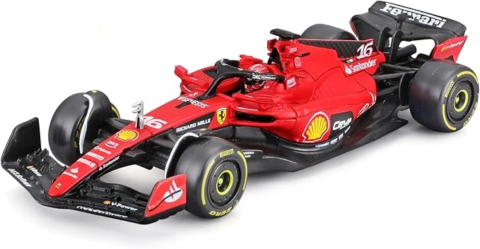 Ferrari 2023 Season Car 1:18 Racing Series Diecast Model w/ Helmet