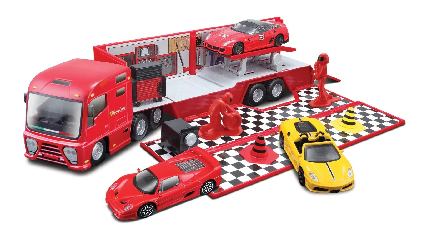 FERRARI Race & Play 1/43 Racing Hauler – Includes Vehicle