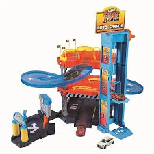 1:43 Parking Playset – Multi-Level Garage with 2 Cars