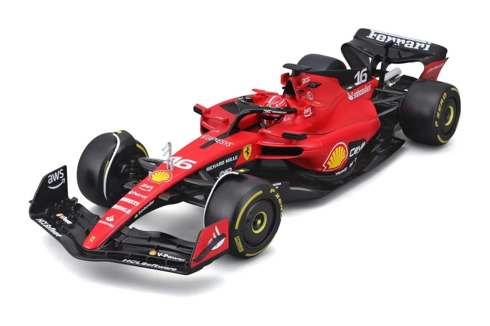 Ferrari F1-23 (2023) 1:24 Scale Model with Racing Helmet