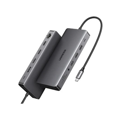 UGREEN USB-C 11-in-1 Multiport Hub – Dual HDMI, USB 3.2/3.0, USB-C, Gigabit Ethernet, SD/TF, Audio, PD – Model 15965