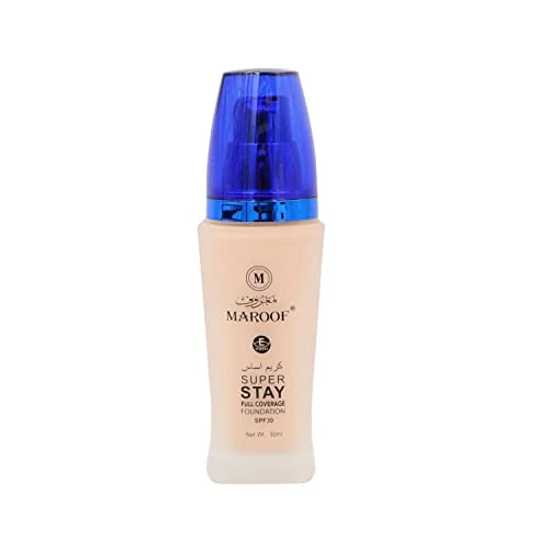 Maroof  24 Hours Full Coverage Liquid Foundation SPF30, Natural Ivory