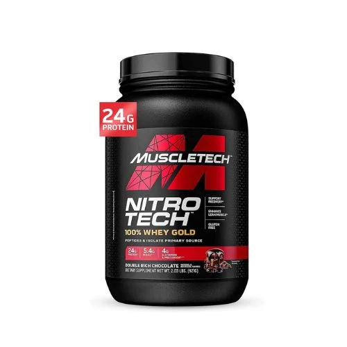 Muscletech,Nitro Tech Whey Gold with Peptides, Double Rich Chocolate Flavor, 2 lbs
