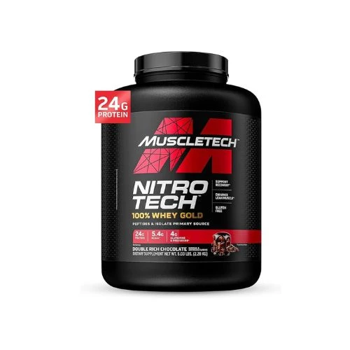 Muscletech,Nitro Tech Whey Gold with Peptides, Double Rich Chocolate Flavor, 5lbs