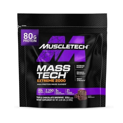 MuscleTech, Mass Tech Extreme 2000, Triple Chocolate Brownie Flavor, 6 lbs