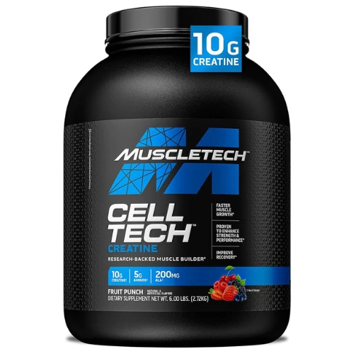 MuscleTech Cell Tech Creatine Research, Post-Workout Recovery Drink for Men & Women, Fruit Punch flavour 6.00 lbs