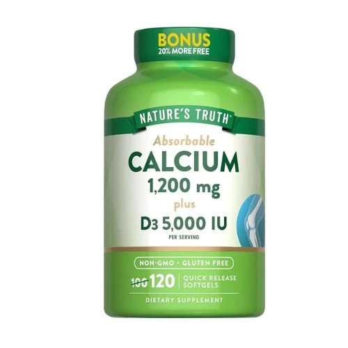 Nature's Truth Absorbable Calcium 1200 Mg With Vitamin D3 5000 Iu | 120 Softgels