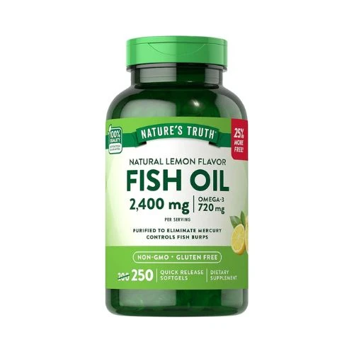 Nature's Truth Burpless Fish Oil 2400mg , 250 Softgels , 720 mg Omega 3