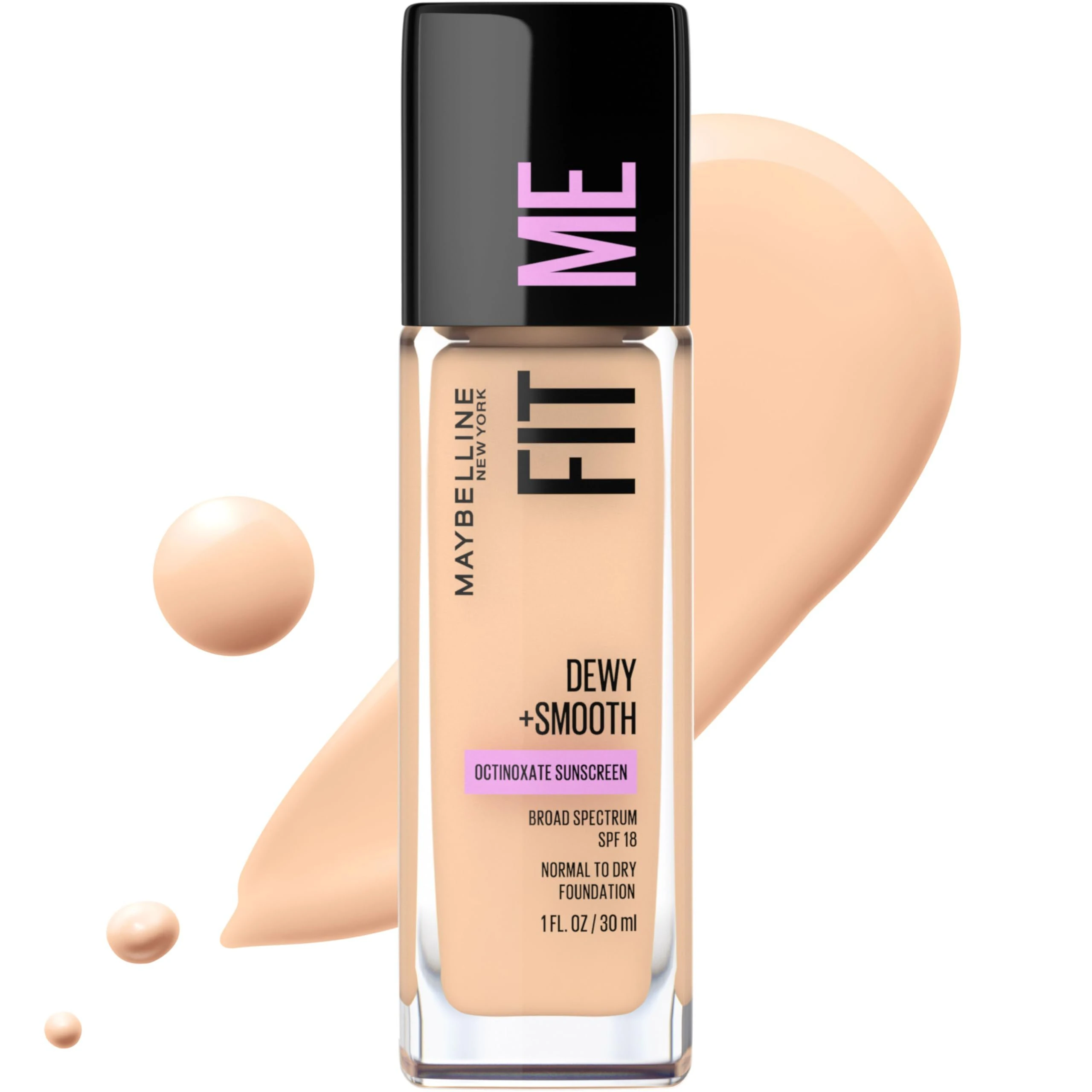 Maybelline Fit Me Dewy + Smooth Liquid Foundation Makeup, 110 - Porcelain