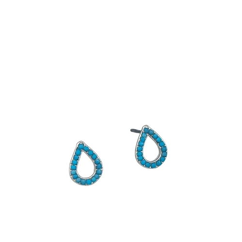 Zell's Creative Turquoise Stone Teardrop Stud Earrings
