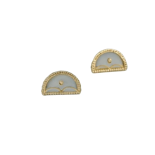 Zell’s Creative Half-Moon Textured Stud Earrings – Gold Plated