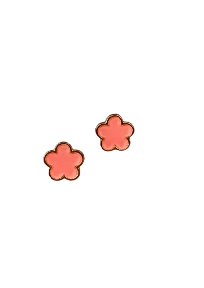 Zell’s Creative Pink Flower Stud Earrings – Gold Edged Enamel