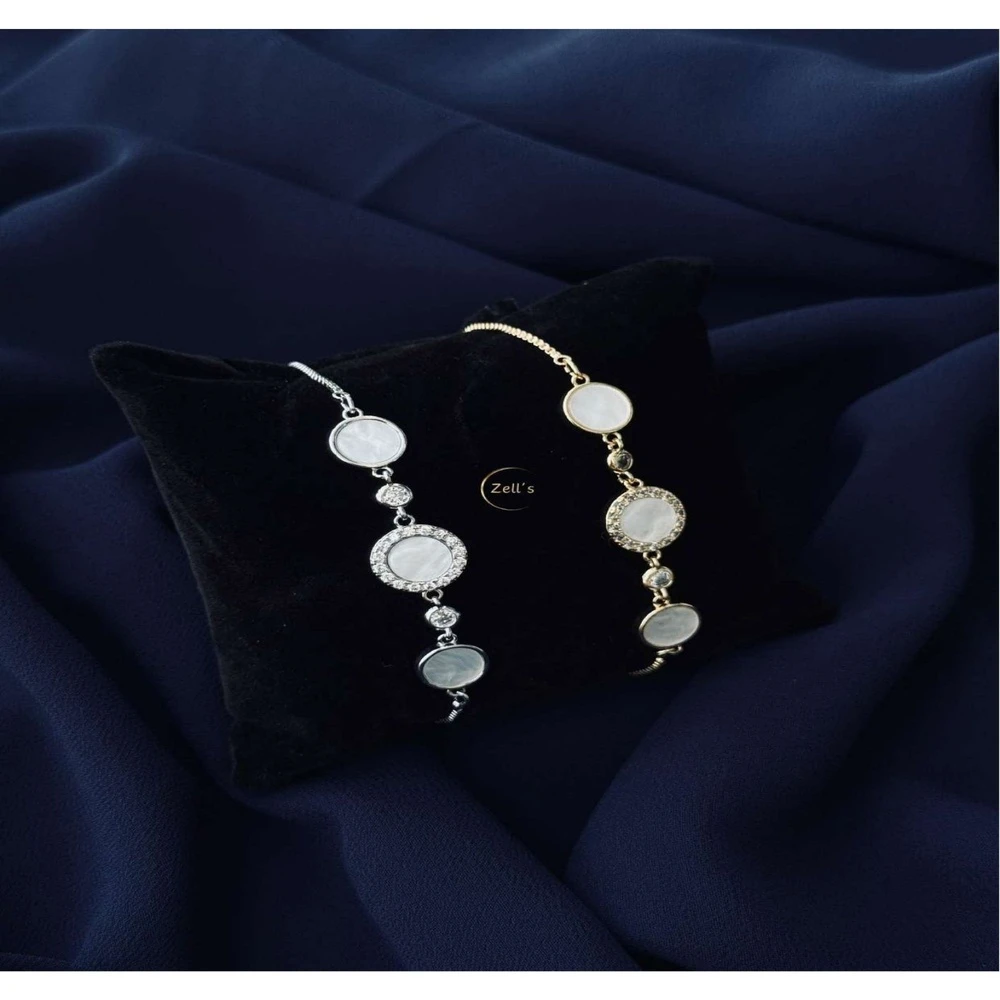 Zell’s Creative Round Pearl Accent Bracelets – Silver