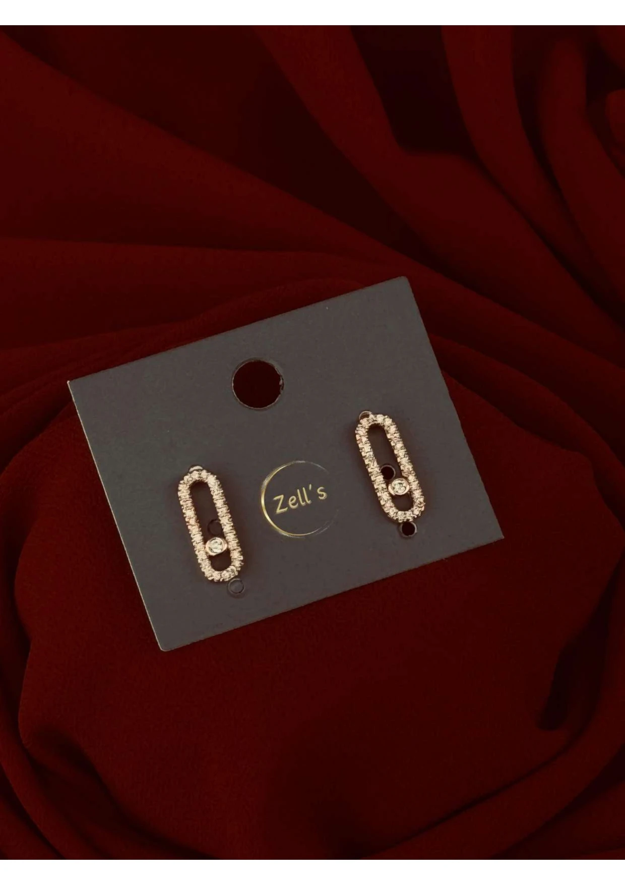 Zell’s Creative Rectangular Crystal Loop Earrings – Rose Gold Shine