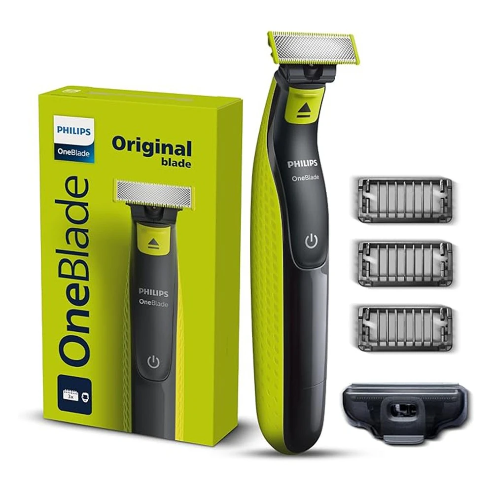 Philips OneBlade Hybrid Electric Trimmer & Shaver with 4 Attachments – Original Blade