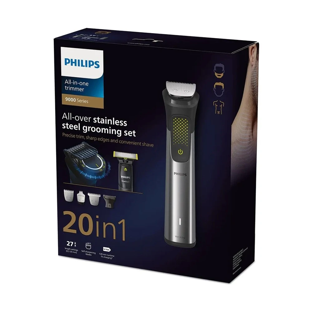 Philips 20-in-1 Stainless Steel All-in-One Trimmer – Ultimate Grooming Kit (9000 Series)