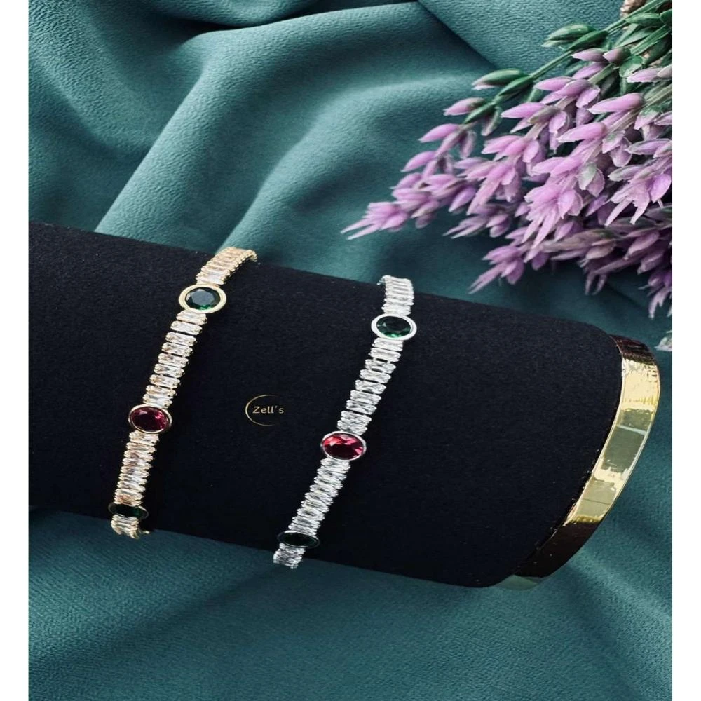 Zell’s Dual Collection Tennis Bracelets – Gold & Silver with Red & Green Stones